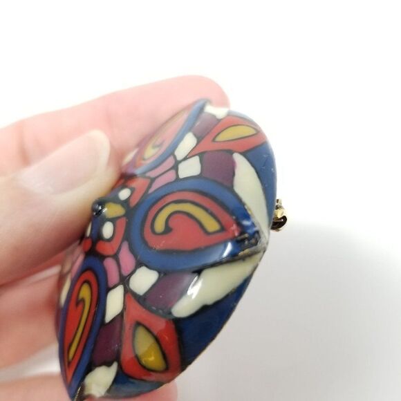 Vintage Colorful Enamel Brooch / Pendant, Retro Design, Necklace Lapel Pin - Picture 4 of 6